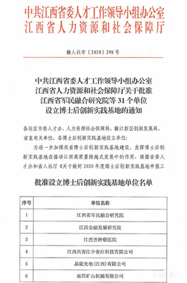 南昌礦機獲批設立省級博士后創新實踐基地